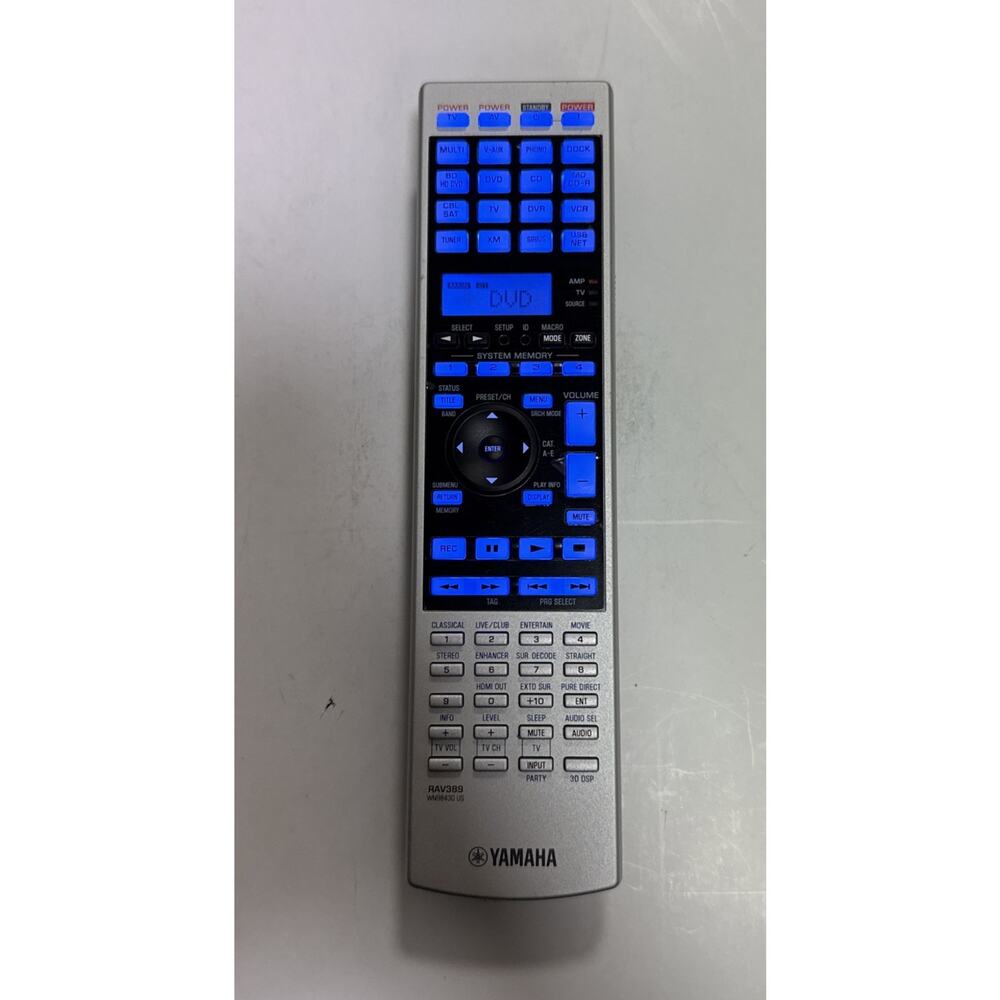 Yamaha RAV389 AV Receiver DVD TV CBL SAT Remote Control WN98430 WN98370 Tested
